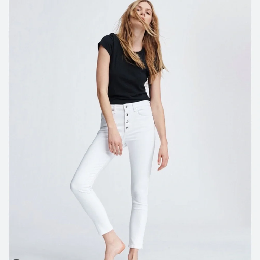 NEW! Rag & Bone Nina High Rise Ankle Skinny 5 Button White Jeans Size 31 - Picture 2 of 11